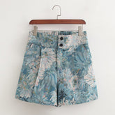Fallable Jacquard High Waist Shorts
